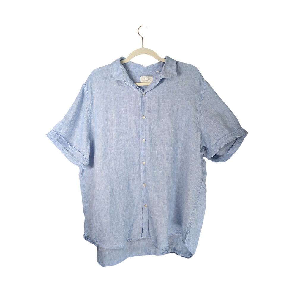 Murano Baird McNutt Shirt Mens XXL Blue 100% Linen Short Sleeve Button Down